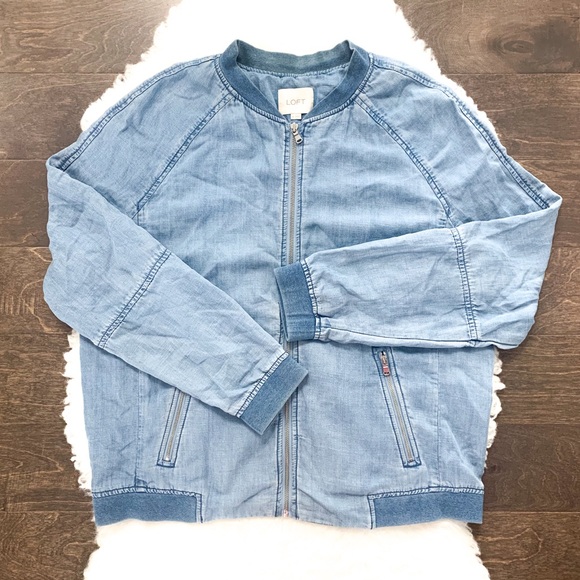 LOFT Jackets & Blazers - Loft Chambray Bomber Zip Up Jacket